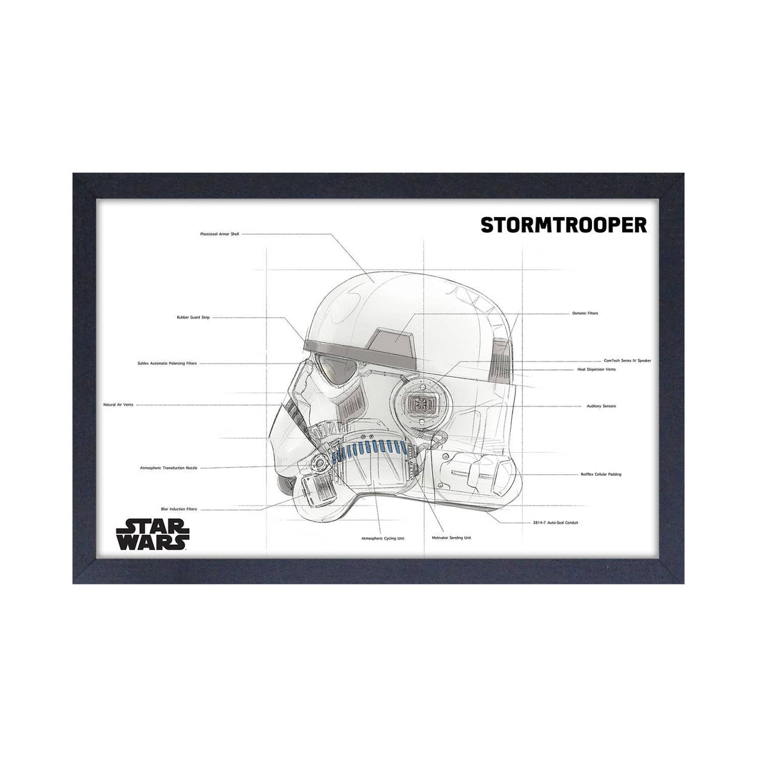 Star Wars - Stormtrooper Helmet Schematic Framed Print
