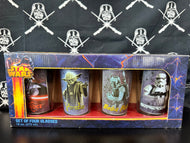 4 Piece Glass Set Vader, Yoda, Boba Fett, & Stormtrooper