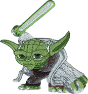 Patch - Star Wars - Cartoon Style Yoda With Light Saber